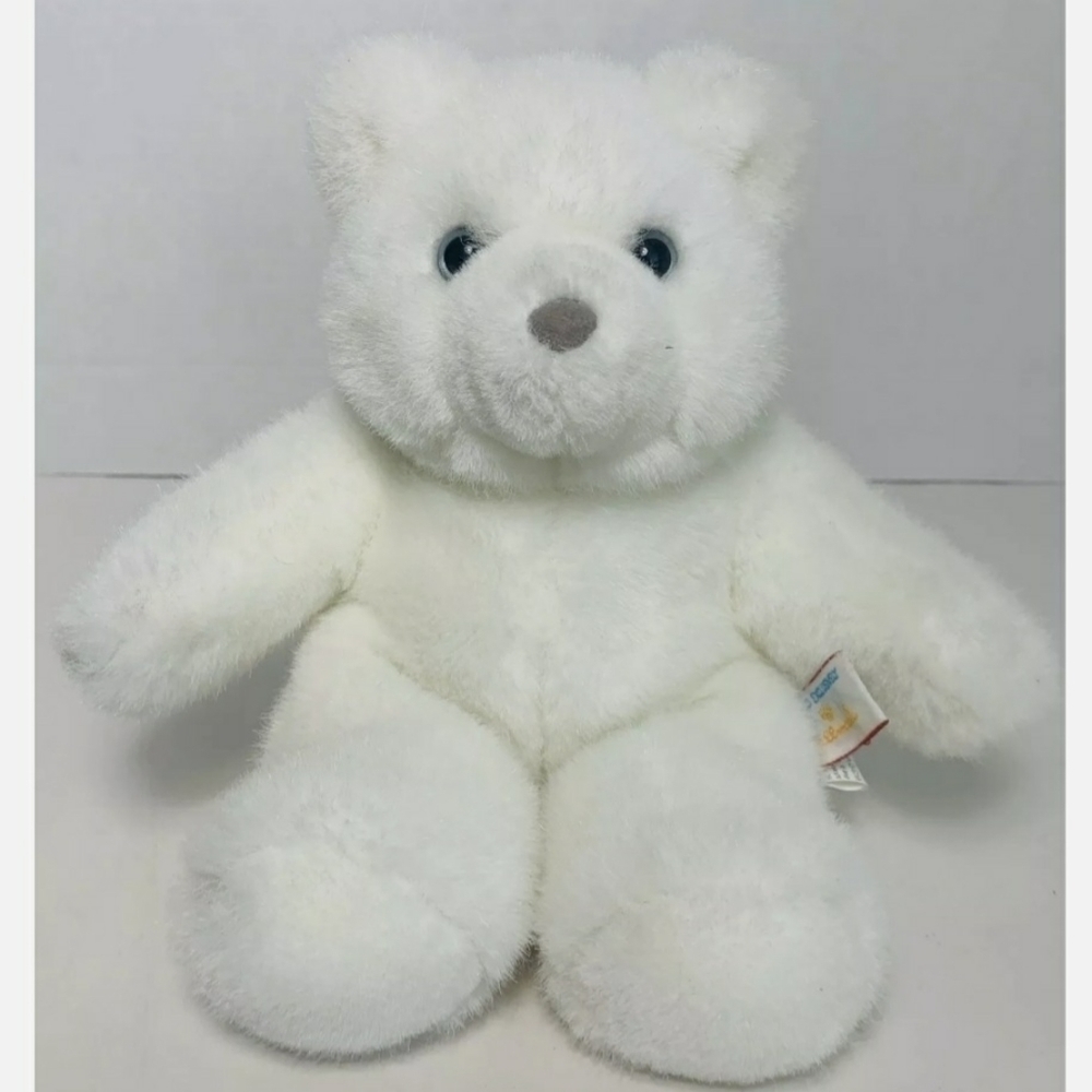 Hallmark Heartline White Teddy Bear Grey Nose Plush Stuffed Animal 10" EUC